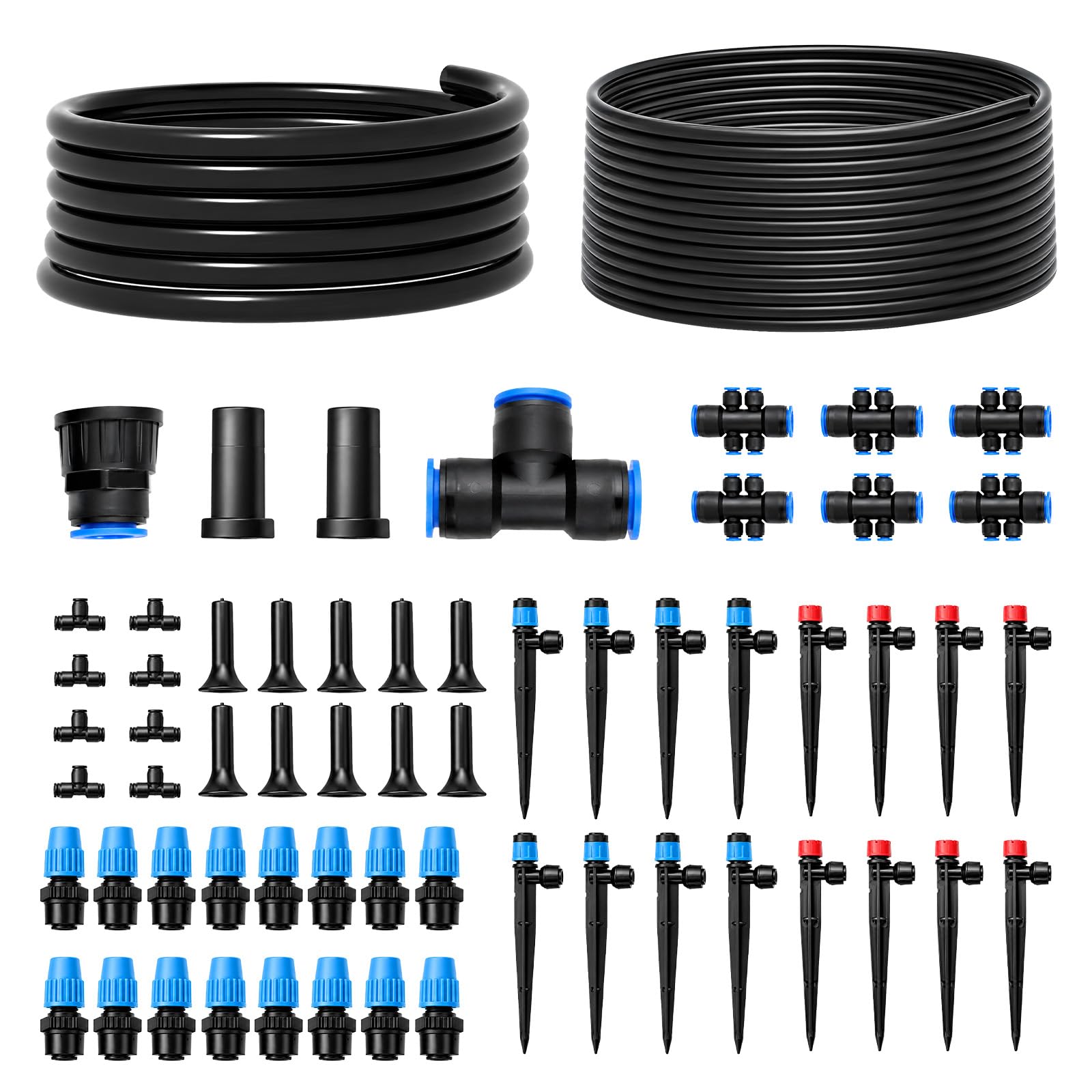 LIWEGHT 230FT Drip Irrigation System, Automatic Garden Watering Kit with Quick-Connect 1/4" & 1/2" Fast-Lock Tubing, Adjustable Nozzles & Sprinklers for Garden, Greenhouse, Flower Bed, Patio, Lawn