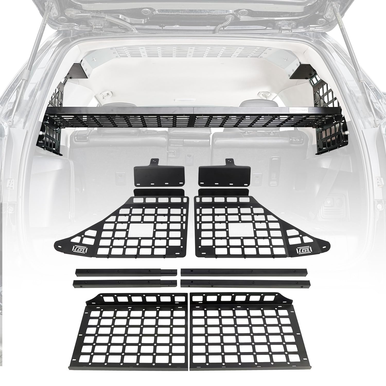 Photo 1 of HIGH FLYING for Toyota 4Runner 2010-2024 Car Accessories Modular Storage Molle Panel System Trunk Shelf Luggage Carrier Cargo Racks Trunk Organizer Aluminum Alloy Whole Kit