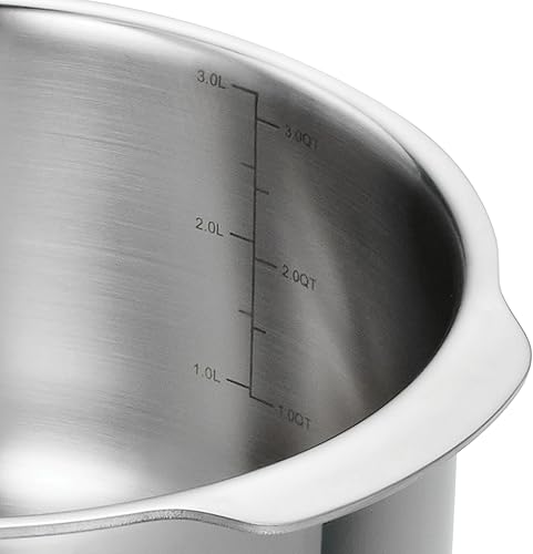 Miniatura 7 de Tramontina Utsava - Olla de acero inoxidable tricapa de 3.2 litros con tapa, olla Patila para cocina india