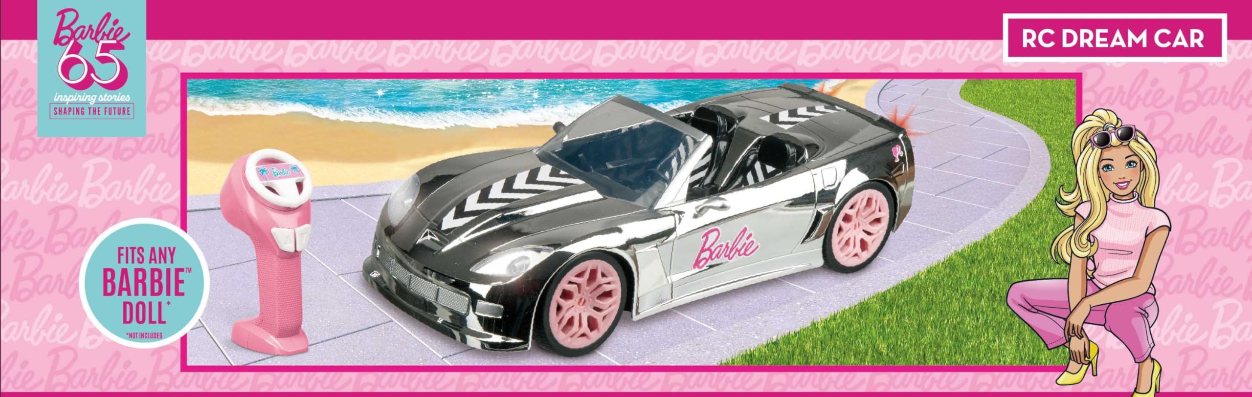 Mondo Motors – Barbie Dream Car Silver – 2,4 GHz – Modelo teledirigido a Escala 1:14 – Faros Que se iluminan – 63813
