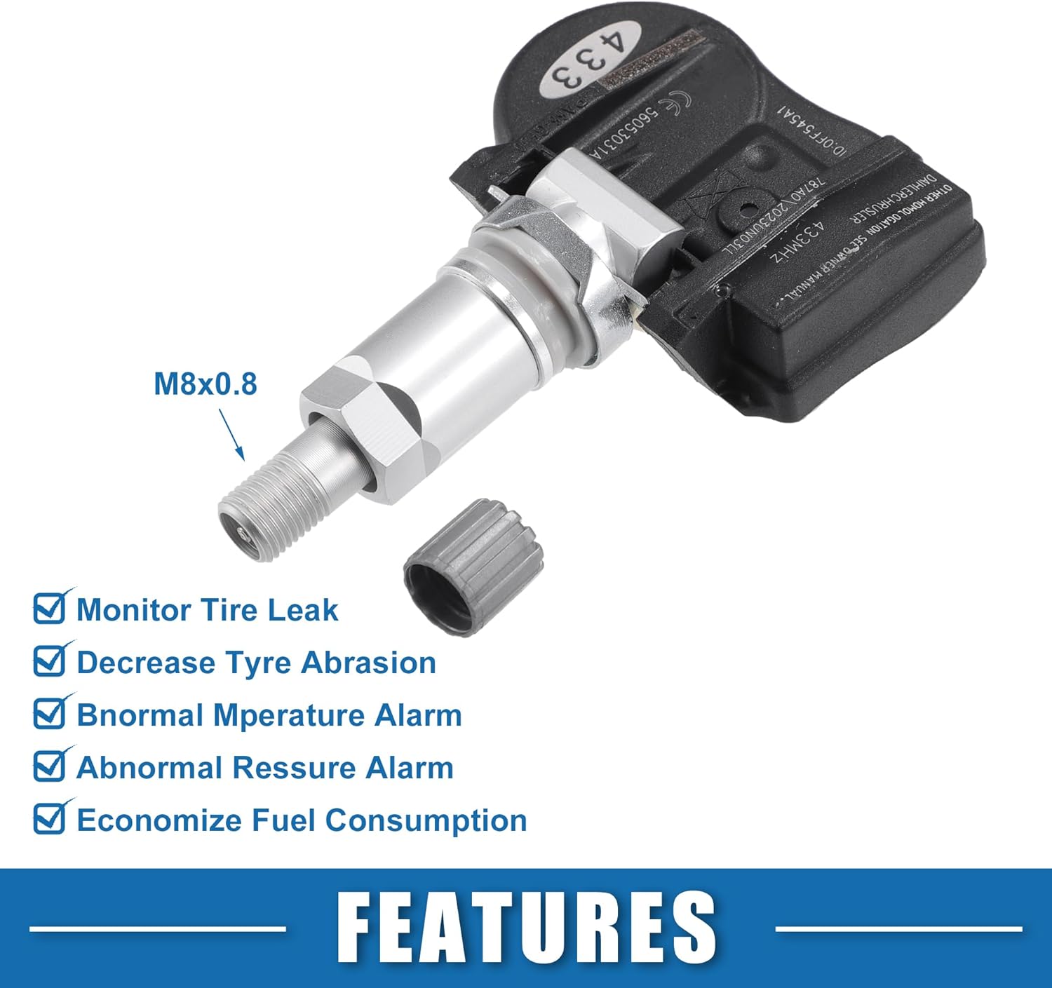 Tire Pressure Sensor TPMS No.56053031AD for Dodge Avenger 2012-2013 Metal Silver Tone (Set of 4)