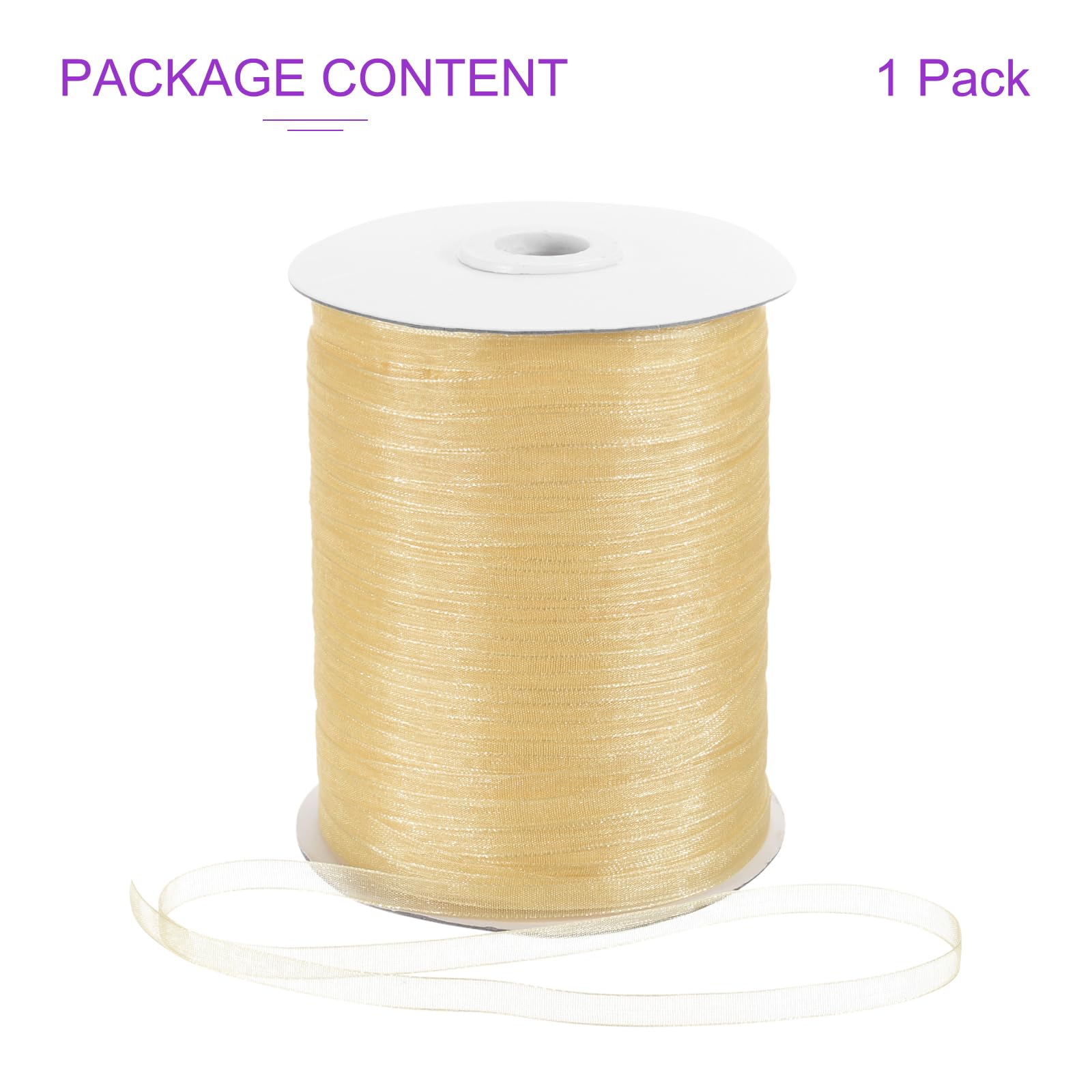 DMiotech 100 Iarde Nastro Organza 5/8 Colore Champagne Nastro Chiffon Brillante Trasparente per Confezioni Regalo per Bouquet Fiori Matrimonio Compleanno Decorazioni Fai Da Te