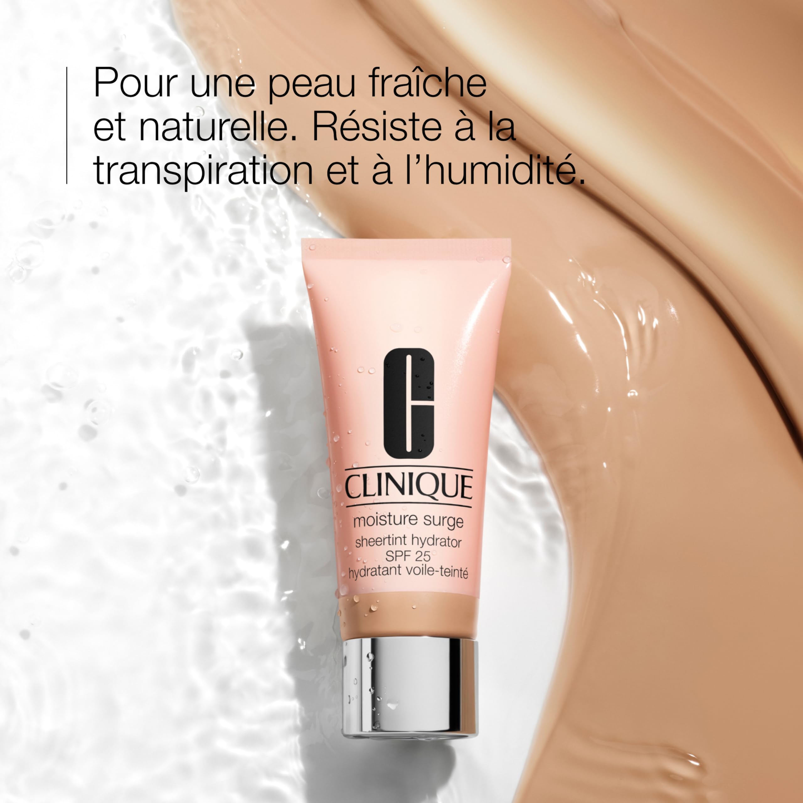 Clinique Moisture Surge Soin Hydratant Voile Teinté SPF 25 | Fluide Teinté Hydratant Large spectre SPF 25 | Couvrance légère, Fini naturel, sans corps gras 40 ml