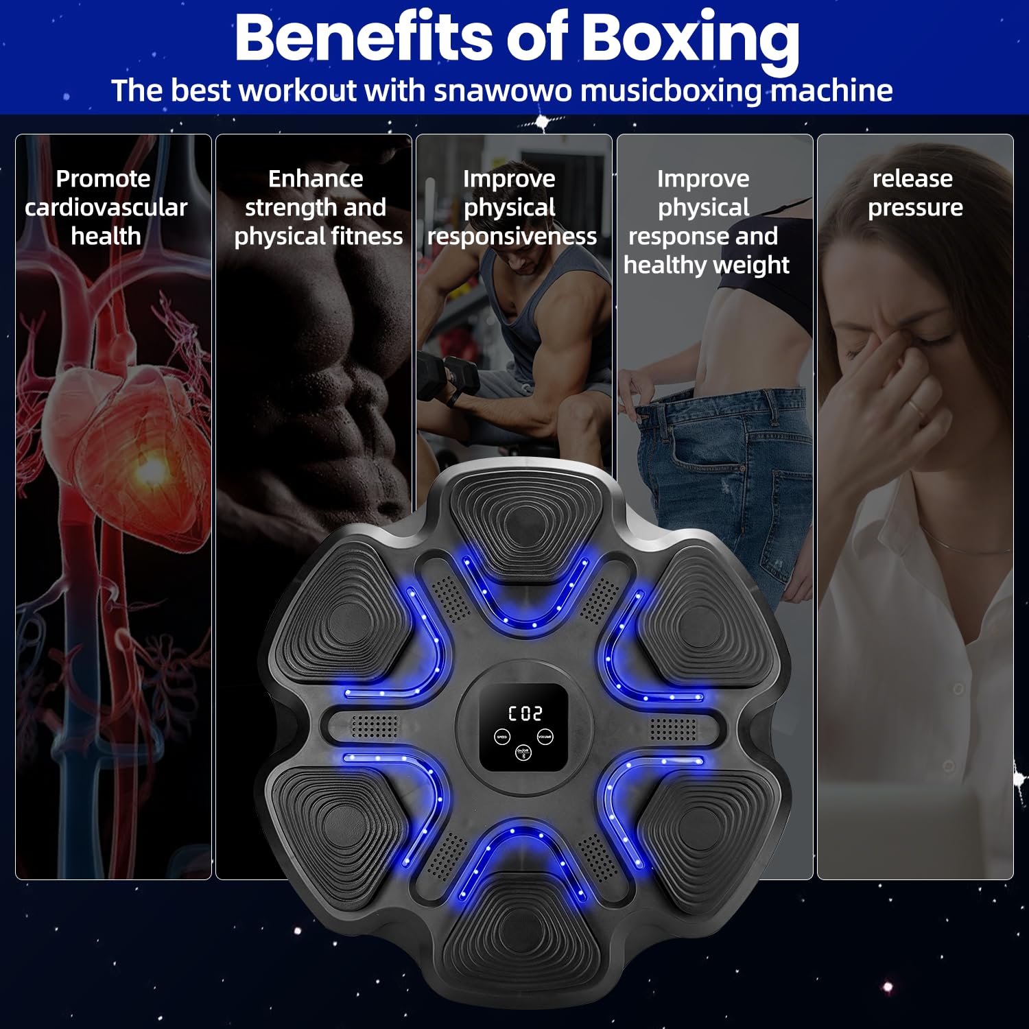 Maquina De Boxeo Musical, Music Boxing Machine, Boxeo Pared con Luz, Music Boxing, Regalo De Boxeo para NiñOs Y Adultos,Bluetooth, con Guantes De Boxeo
