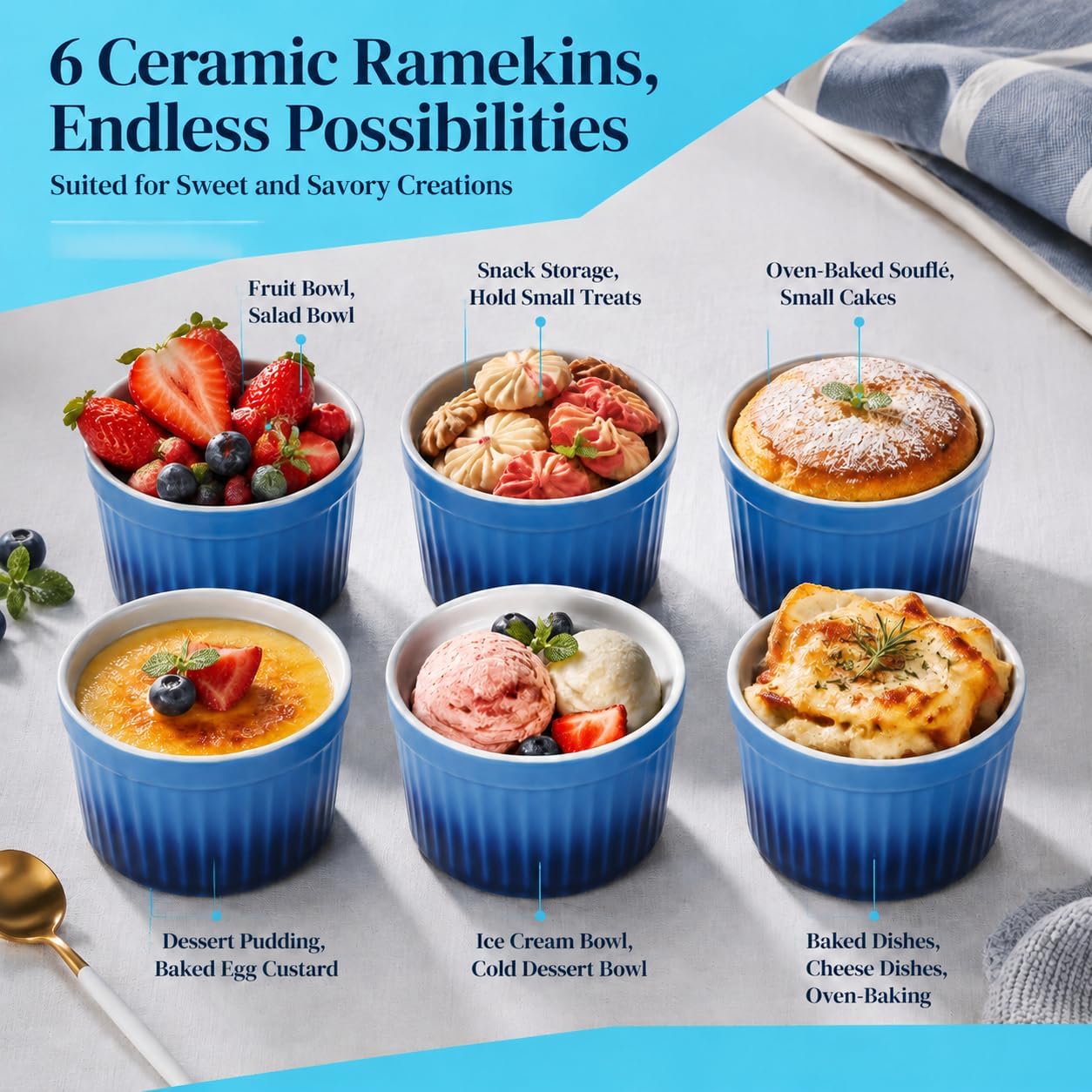 Ceramic 4 oz Ramekins Set of 6