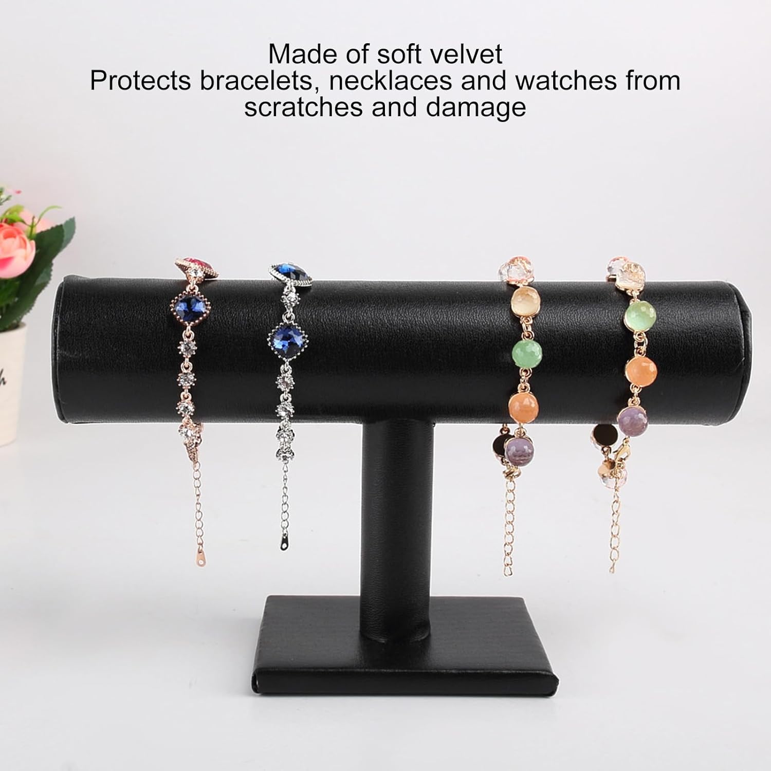 2PCS T Bar Bracelet Organizer Display Stand, Elegant Versatile Velvet Jewelry Display Rack, Watches Necklaces Holder, T Bar Bangle Organizer Bracelet Holder for Home Store