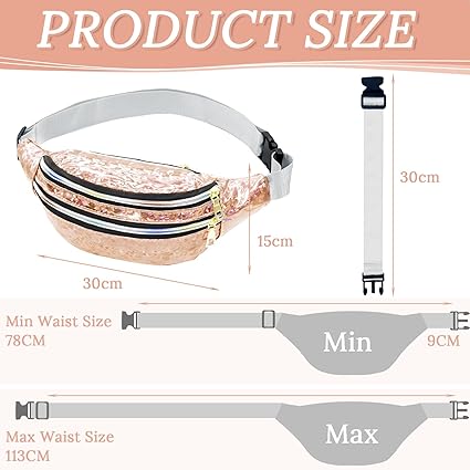 WDFCN Sac Banane Mode Sac Ceinture Imperméable Métallique Sac Banane Pour Femmes Et Hommes Fête Festival Sport Extérieur Voyage, Argenté, Einheitsgröße