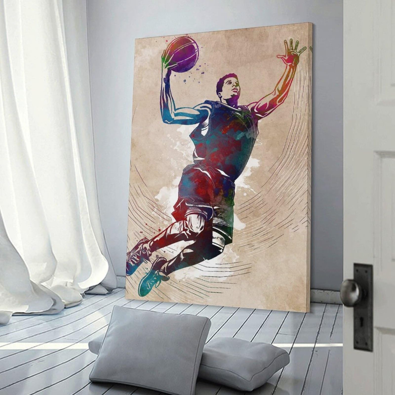 Junmoney Canvas Wall Decor Basketball Player Sport, 08x12inch(20x30cm), for Gallery Wall Layouts in Home Or Office, Home Wall Art for Statement Displays
