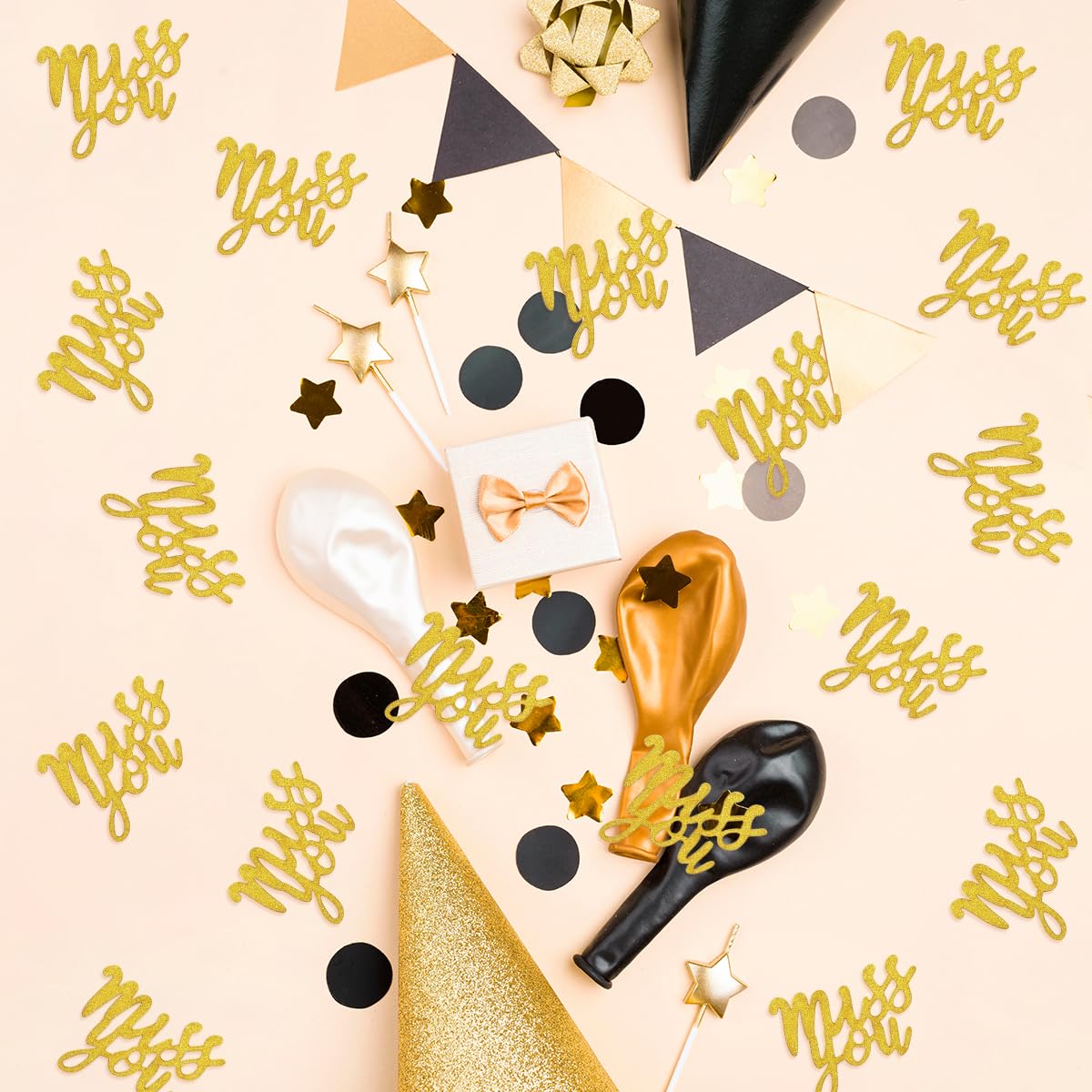 Miss You - Confeti con purpurina para mesa de fiesta de jubilación, decoración de fiesta de despedida, decoraciones de confeti de despedida, suministros de fiesta de trabajo, oficina, 100 piezas,