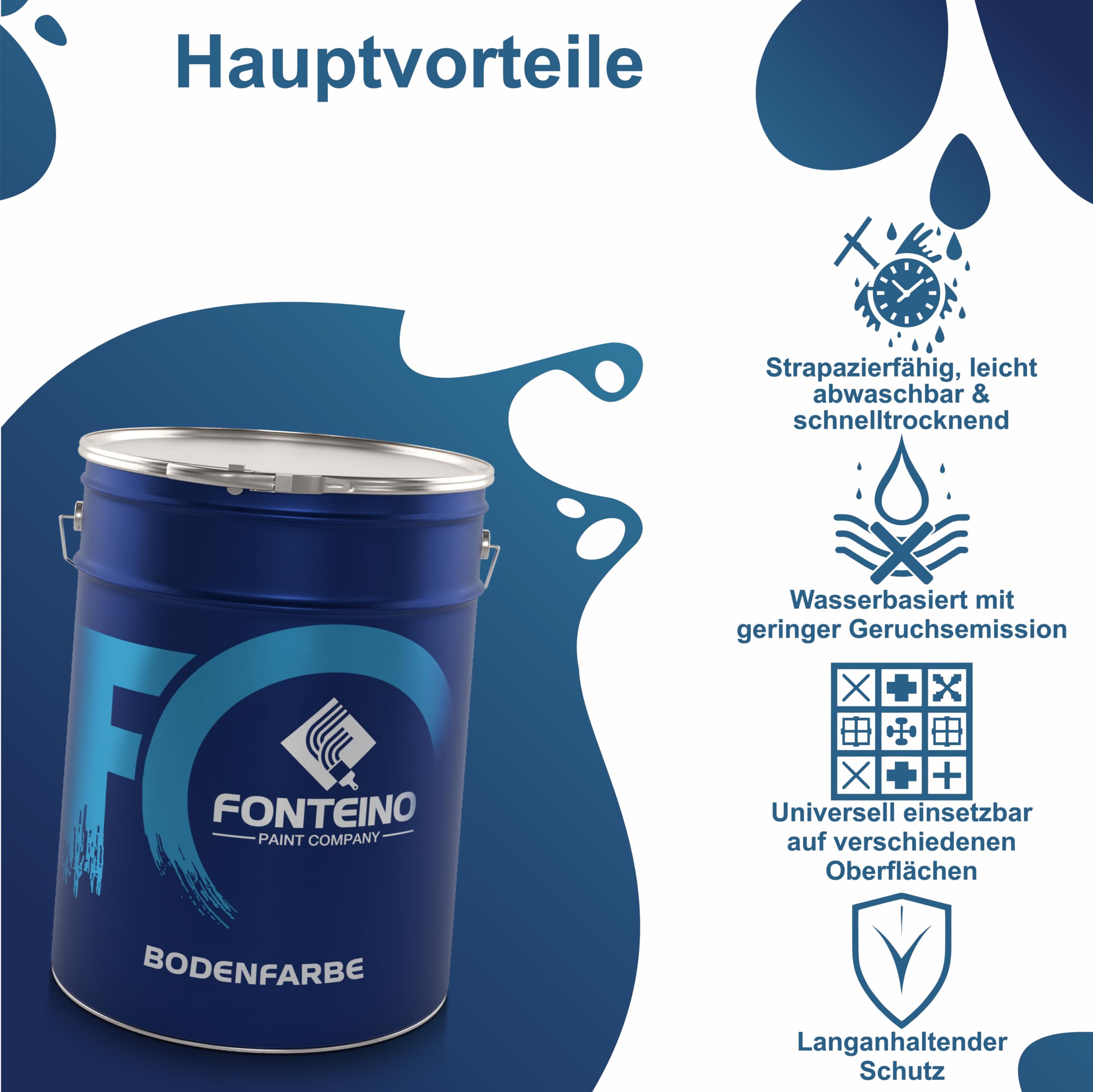 Bodenfarbe Bodenbeschichtung Betonfarbe Betonbodenfarbe Kellerboden, geruchsarm - Rustikalrot 10L