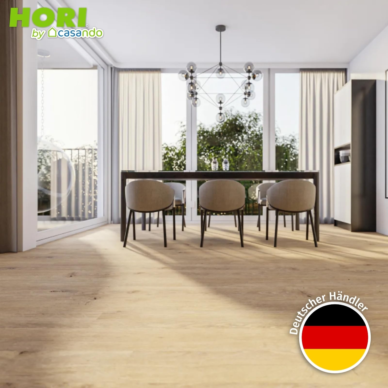 HORI Klick Hartvinylboden Rigid SPC Landhausdiele Holzoptik - Klick-Vinyl mit Trittschalldämmung - schwimmende Verlegung - - 122 x 18 x 0,35 cm - 2,2 m² - 10 Dielen