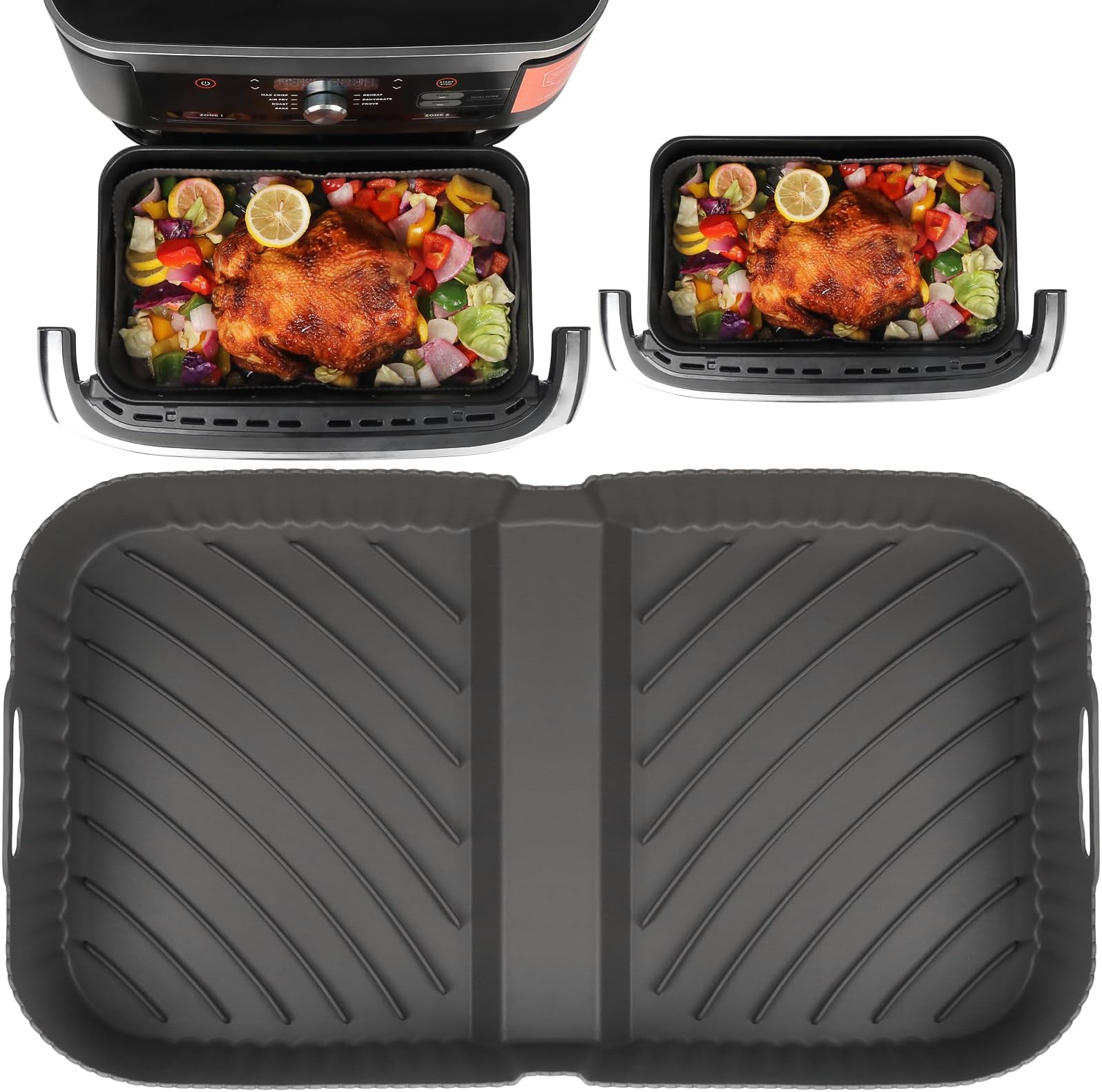 BYKITCHENAir Fryer Silicone Liners for Ninja Flexi Drawer AF500UK 10.4L, Air Fryer Accessories for Ninja Foodi Flexdrawer Air Fryer 10.4L AF500UK Megazone Basket, AF500UK Silicone Liners