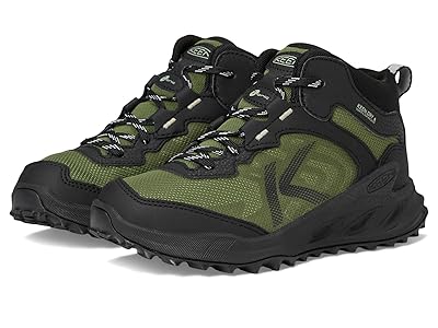 KEEN Kids Zionic Mid Height Waterproof All Terrain Easy On Hiking Boots (Toddler/Little Kid/Big Kid) Kids Shoes Black/Bronze Green