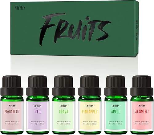 MitFlor - Aceites esenciales de frutas, aceite aromático prémium para hacer jabón de velas, 0.3 x 0.3 fl oz, difusor refrescante de verano, aromas