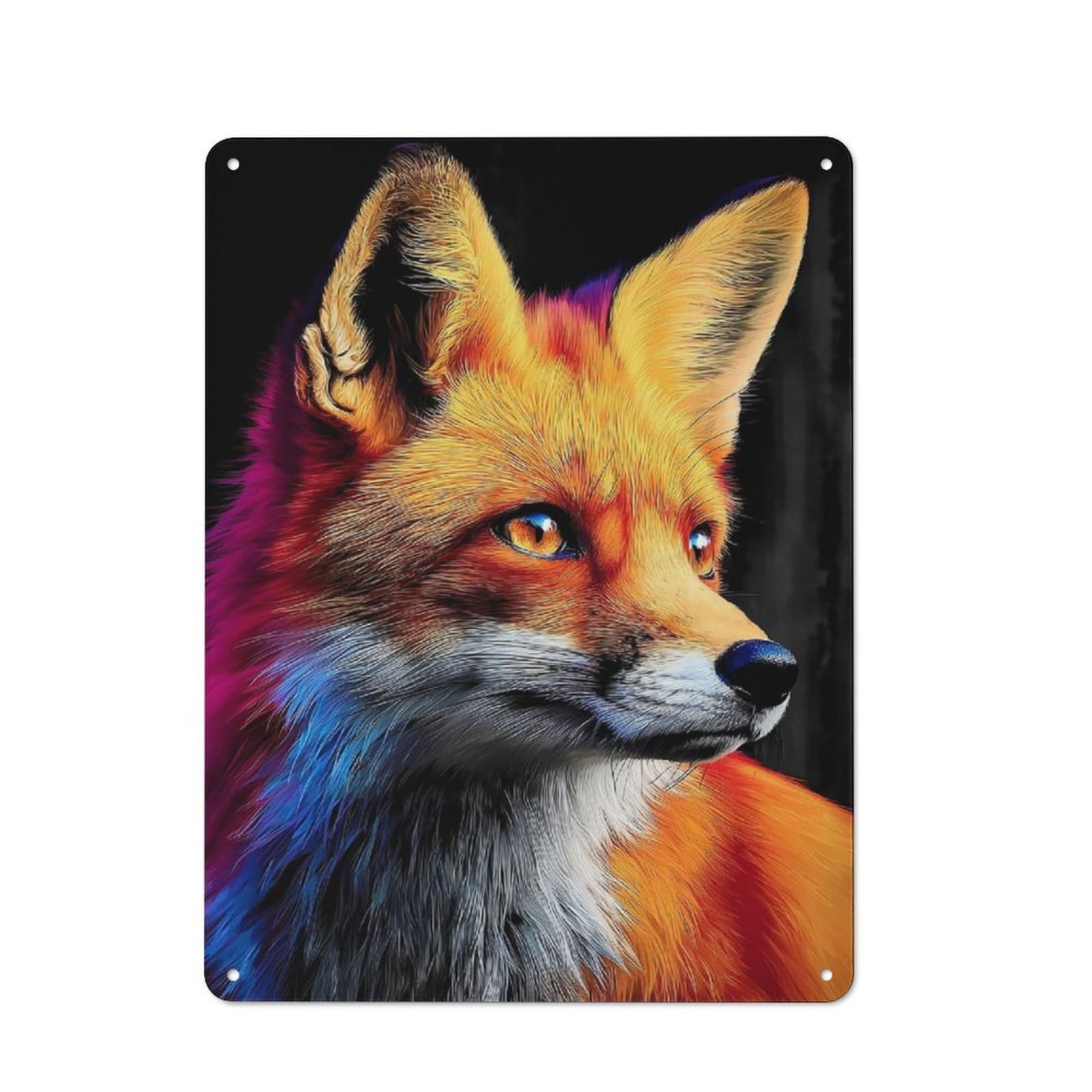 Junmoney Colorful Fox Portrait -4 Retro Tin Sign 40X30cm For Garden Room Or Summerhouse, A Housewarming Gift For Garden Room Decor Fans