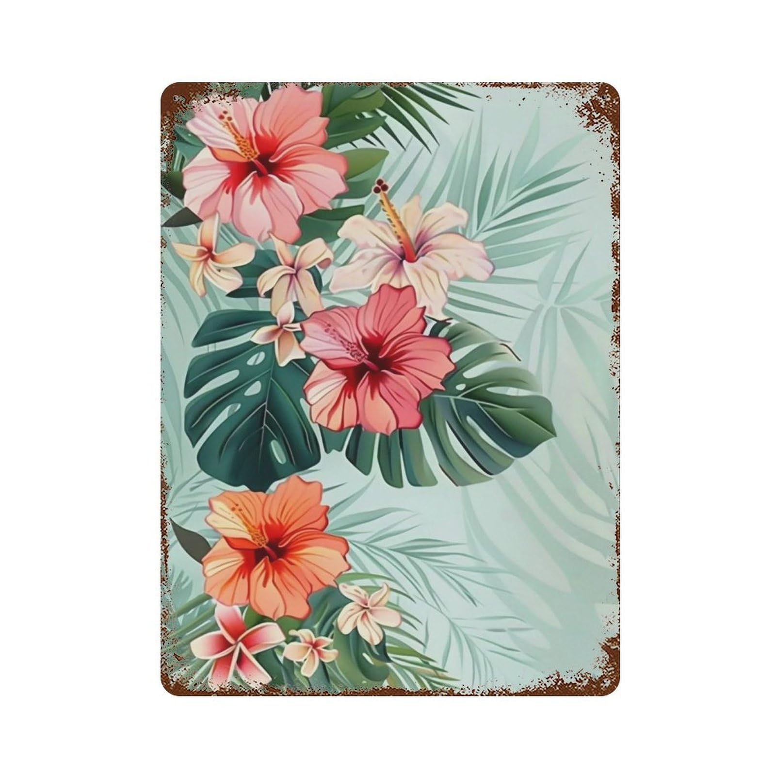 WUJHGRSG Pastel Tropical Foliage 01 Wall Art Retro Iron Vintage Metal Tin Sign Poster Modern Decor for Home Cofffee Club Bar Shop Style 40x30cm