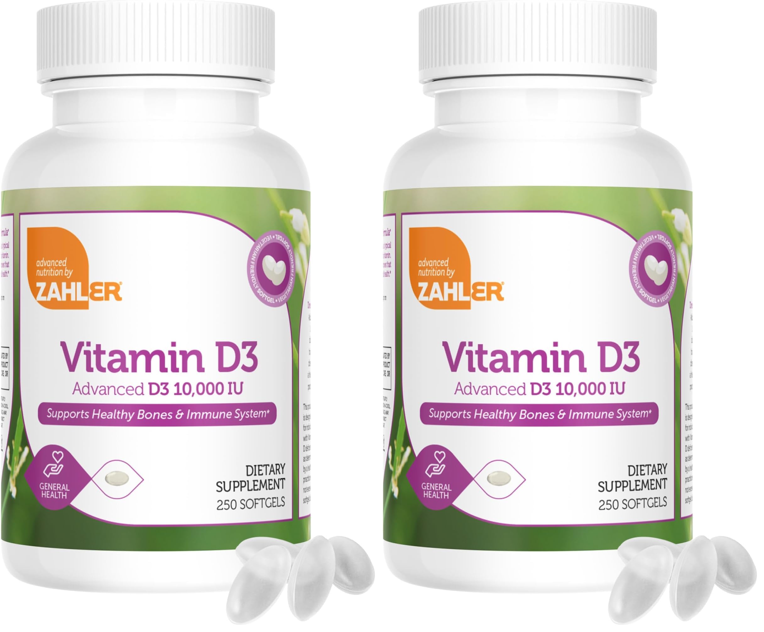 Zahler Advanced Vitamin D3 10,000 IU Softgels, High Potency Vitamin D Supplement, Kosher, Vegetarian Friendly, 250 Count (Pack of 2) 250 (Pack of 2)