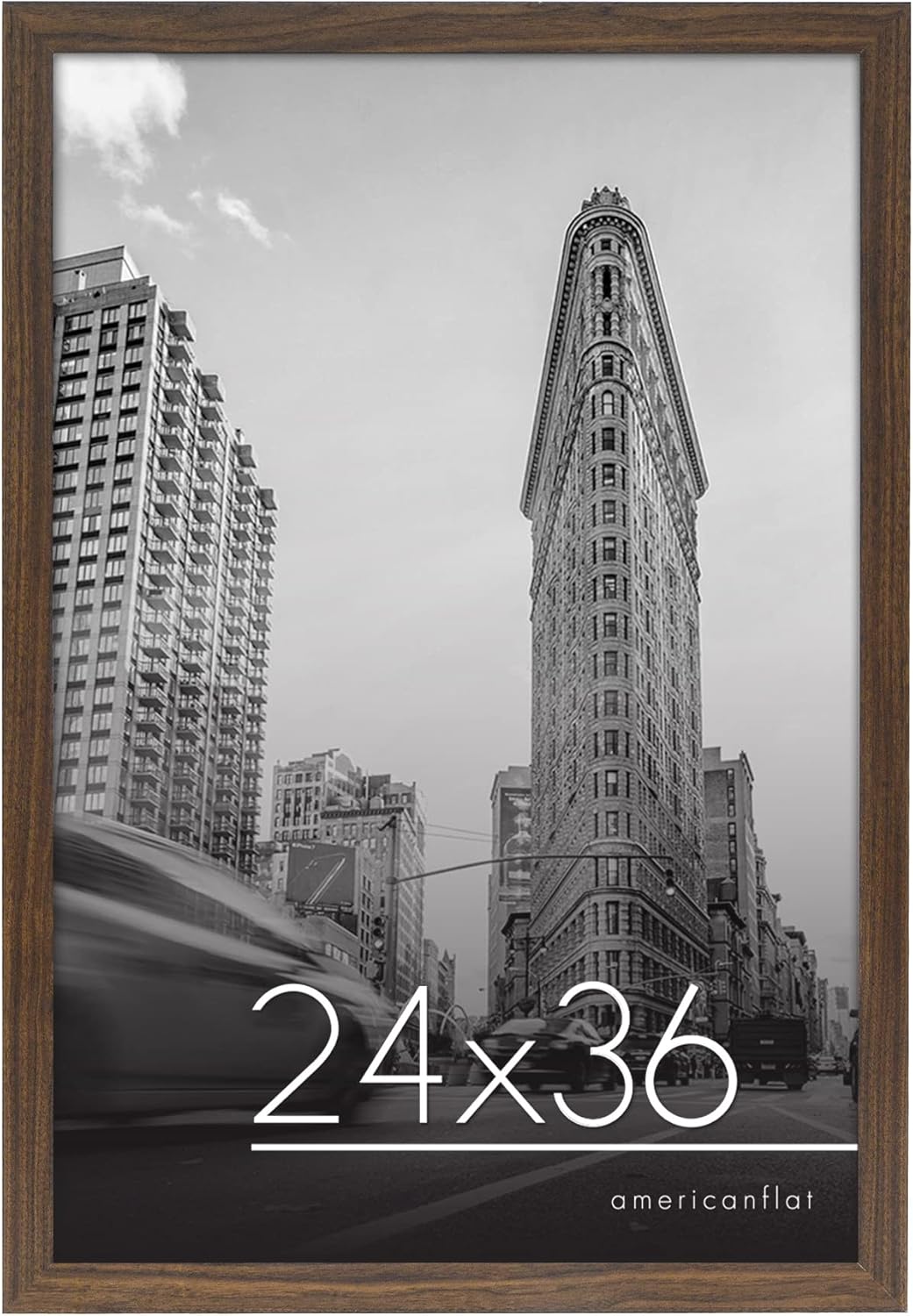 Americanflat 24x36 Poster Frame in Mahogany - Composite Wood with Polished Plexiglass - Horizontal and Vertical Formats for Wall with Included Hanging Hardware Mahogany 24x36 Frame