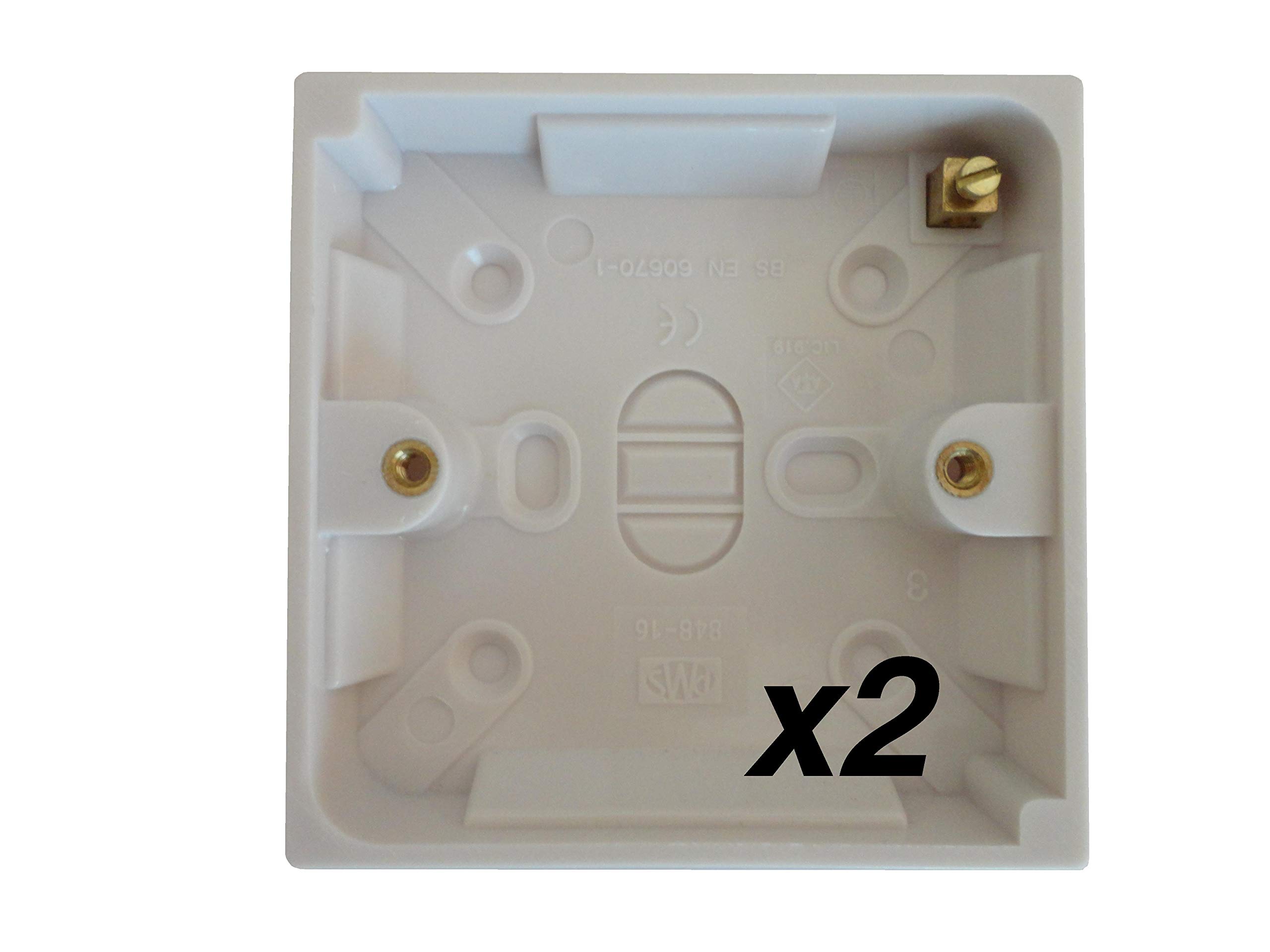 16mm Single Gang Backbox/Pattress for Electrical, Networking and Telecoms (Qty 2)