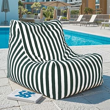 SXBCyan Floating Bean Bag for Pool No Filler Outdoor Waterproof Lounge Chair Weather Resistant Beanbag Cover Patio and Poolside Seating Swim FloatsDark Green Striped