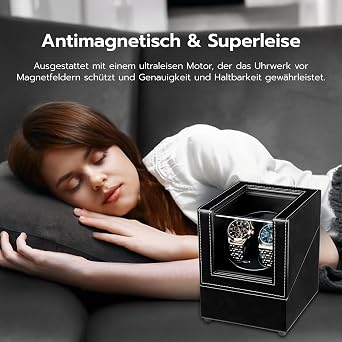 Mcbazel Uhrenbeweger 2 Uhren Watch Winder Box mit LED bis 47 mm USB-C