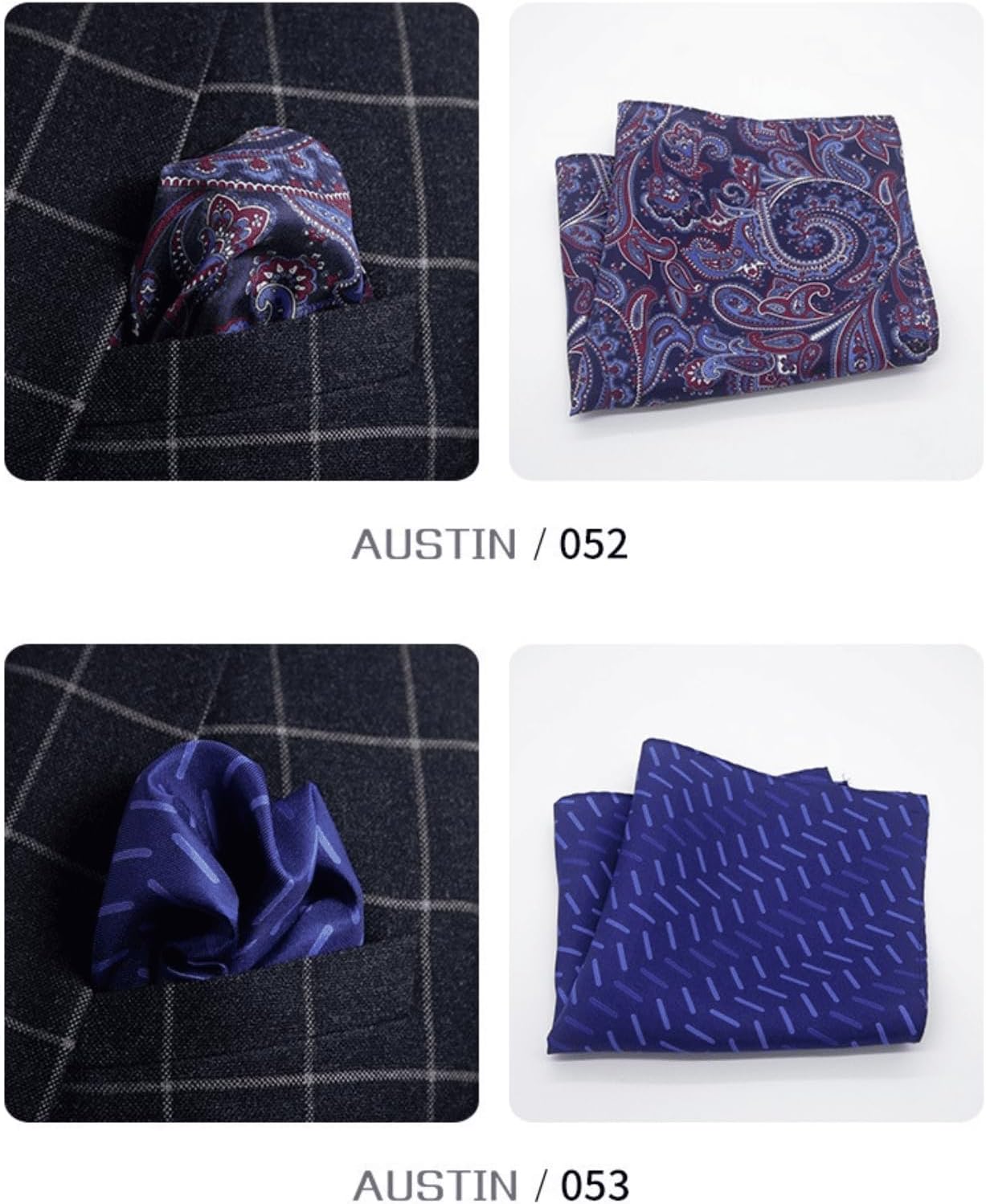 100% Silk Pocket Squares for Men with Holder,Men's Handkerchiefs,12x12 Inch image 2