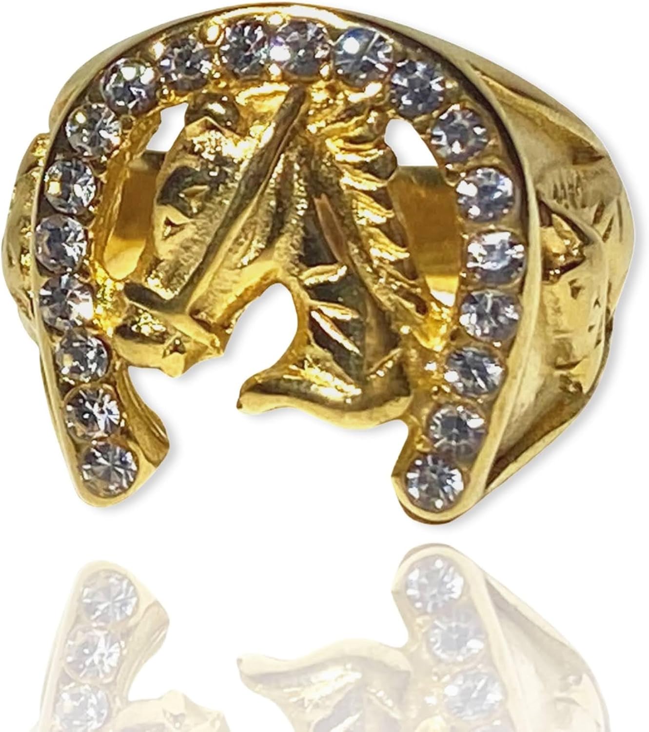 Amazon.com: Mens Iced Cute Horse Shoe Horseshoe Stainless Steel Ring ...