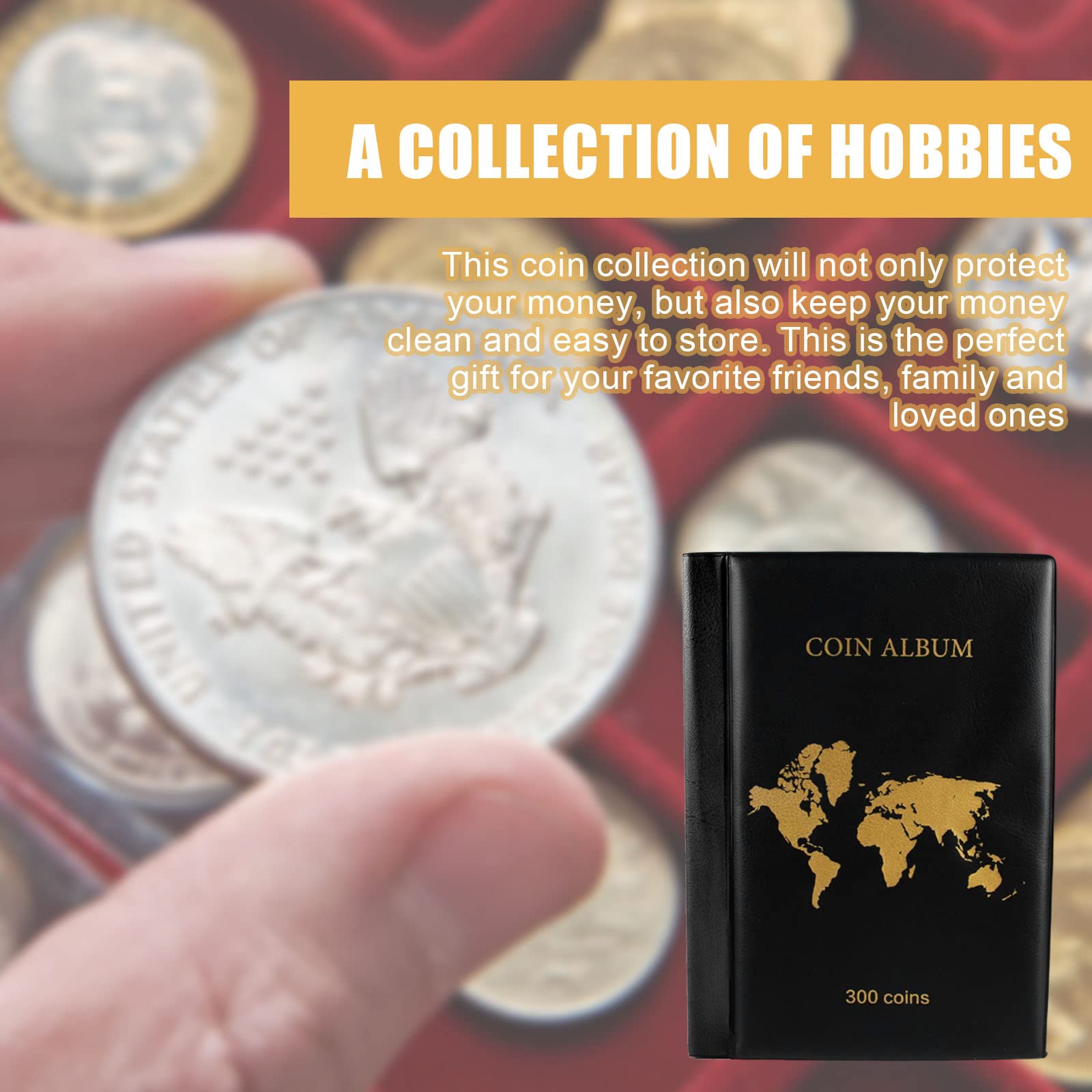 Álbum Para Coleccionar Monedas - 300 Bolsillos (240 De 31 Mm Y 60 De 46 Mm), Transparente, Material PU, Ideal Para Principiantes Y Expertos