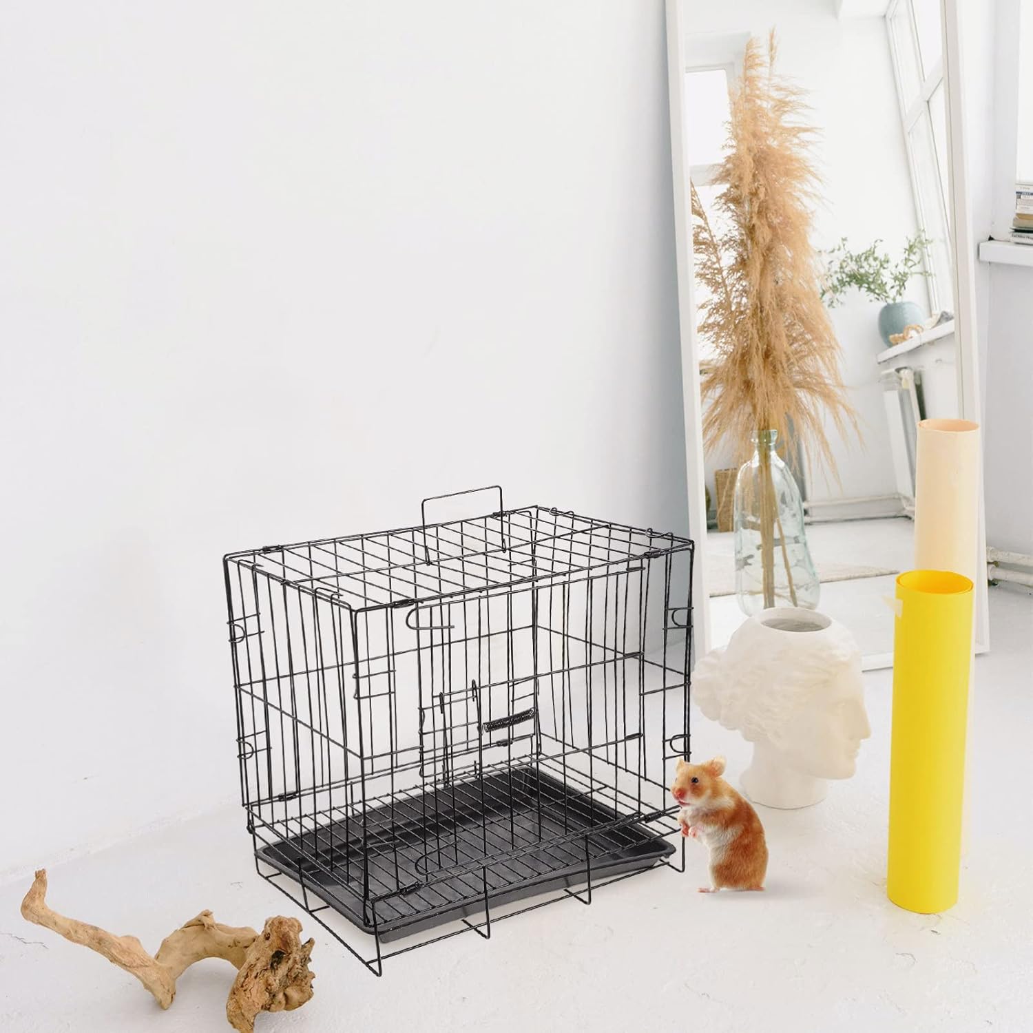 balacoo 1set Folding Iron Wire Pet Crate for Dogs Removable Washable Tray Pet Shelter