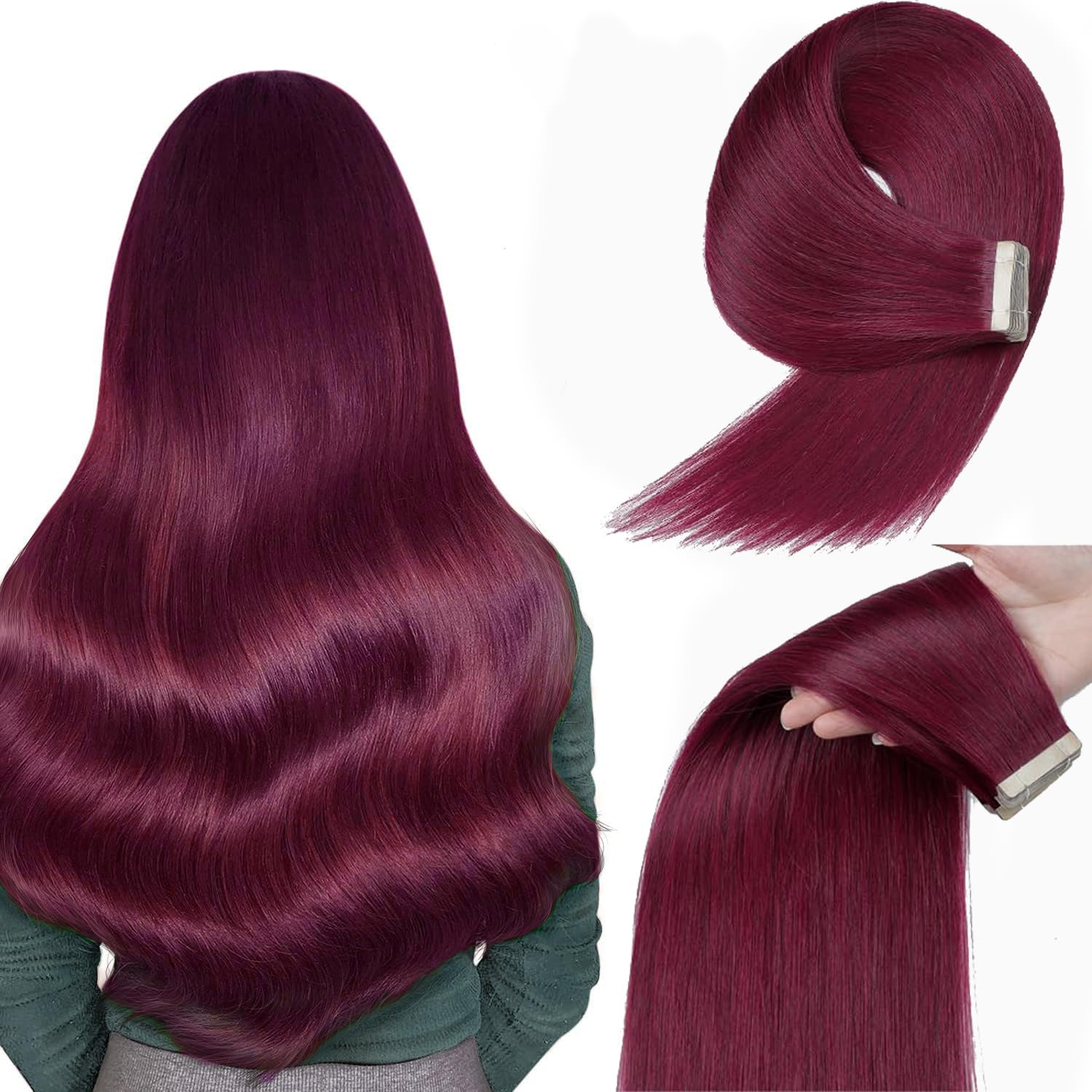 YDDM Extensiones de pelo humano con cinta adhesiva, 20 unidades, 60 cm, 50 g, color marrón claro con rubio dorado — view 25
