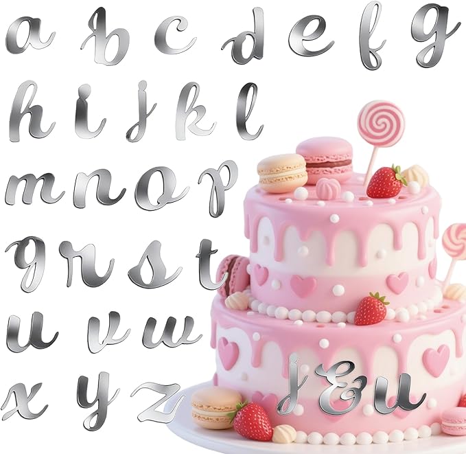 Silver Mirror Acrylic Lowercase Alphabet Letters (a-z) with & Symbol