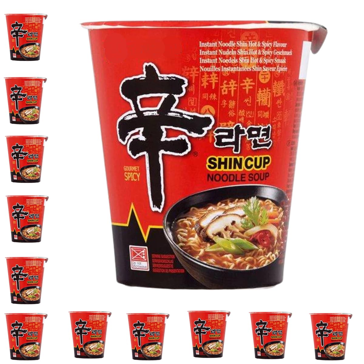 YIJIA | Pack 12 X 68g Ramen Coreano Cup Noodles | Shin Ramyun | Nong shim - 1