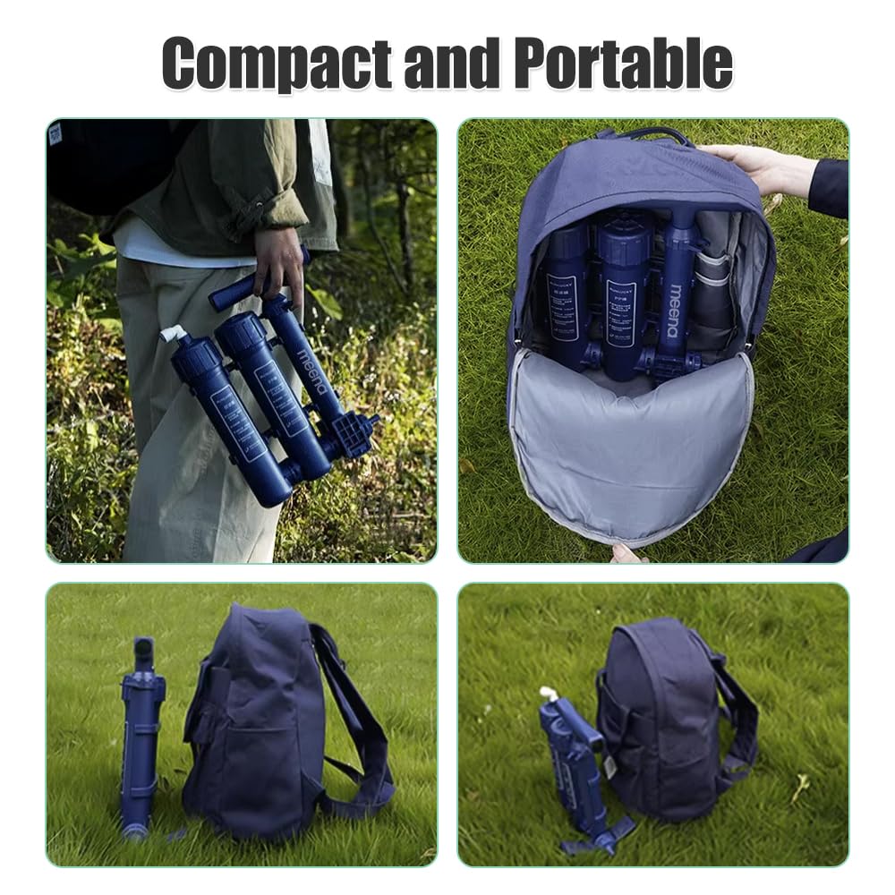 Wasserfilter Outdoor,Wasserfilter Camping Filtersystem mit Handpumpe filtert 99,99% Bakterien für Trinkwasser Notfälle,Wandern, Reisen