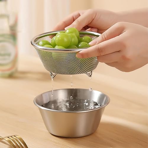 Miniatura 4 de Stainless Steel Colander, 16cm Portable Rice Washer Strainer Fruit Washing Bowl with Mixing Bowl for for Rice Pasta Spaghetti