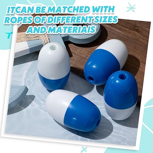 Vista 27 de Lewtemi Buoys Flotadores de cuerda marinos, 4.72 x 2.75 pulgadas, agujero de 3/5 pulgadas, marcador de pesca en aguas profundas a granel