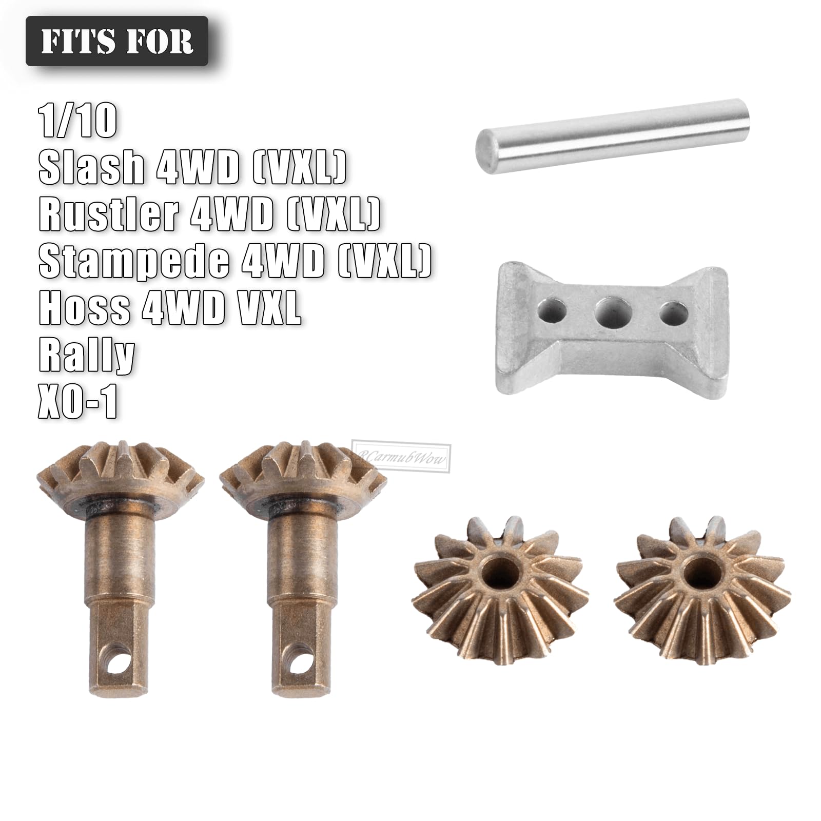 RCarmubWow RC Differential Gear Set Upgrades Part for 1/10 Slash 4WD(VXL),Rustler 4WD(VXL),Stampede 4WD(VXL),Hoss 4WD VXL,XO-1,Rally,Steel Diff Gear Set,2 Packs,Replace #6882X