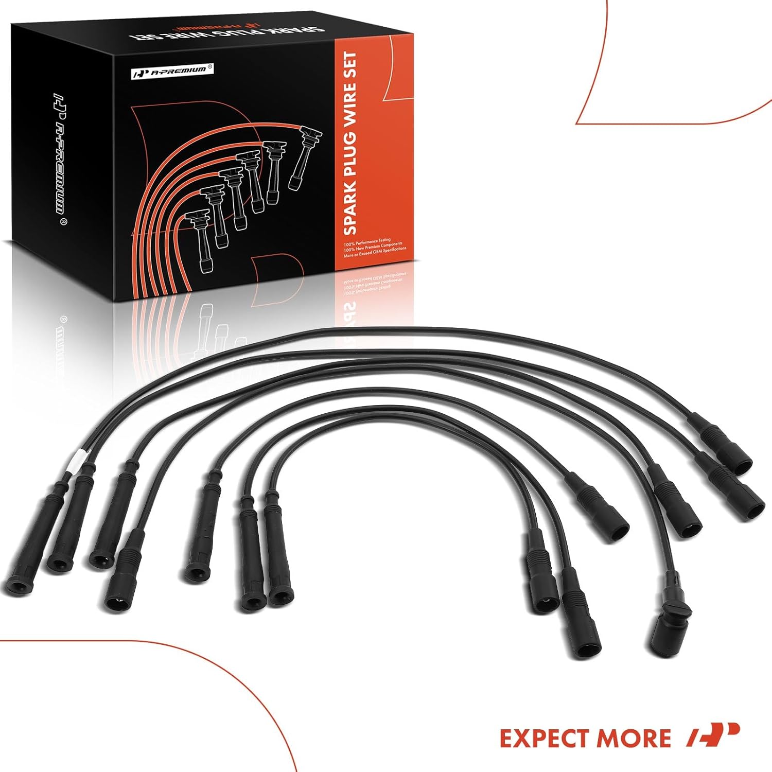 A-Premium Ignition Spark Plug Wires Set of 7 Compatible with BMW 325i 1988-1993, 325is 1988-1991, 325iX 1988-1991, 525i 1989-1990, 2.5L, Replace# 12121726037