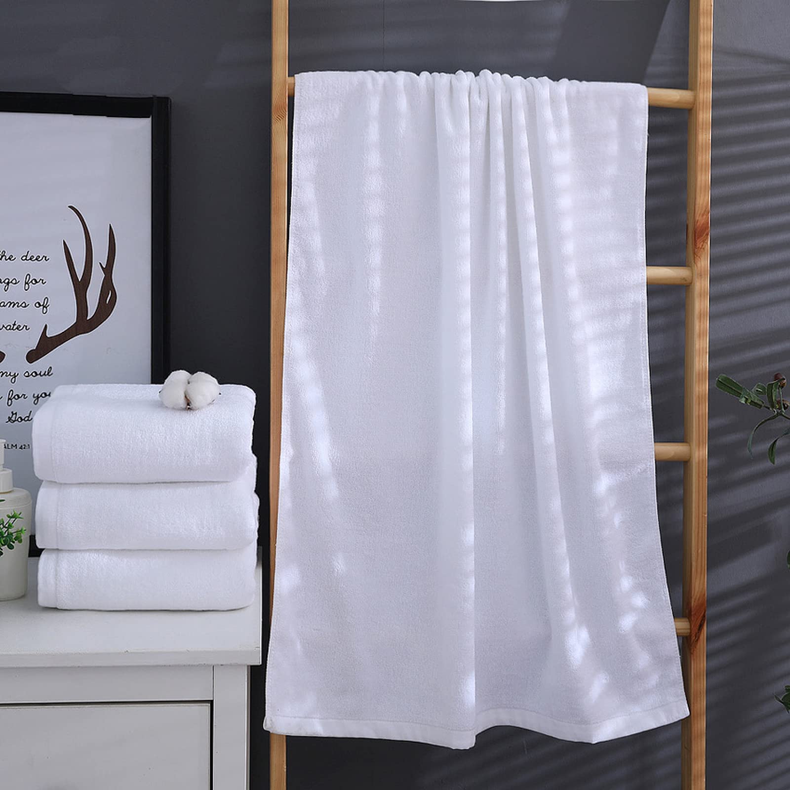 Set di Asciugamani in Cotone 40 * 80 cm Asciugamano da Bagno Bianco Grande Asciugamano da Bagno in Puro Cotone Spesso Bagno di Famiglia Hotel Un Asciugamano da Bagno per Adulti