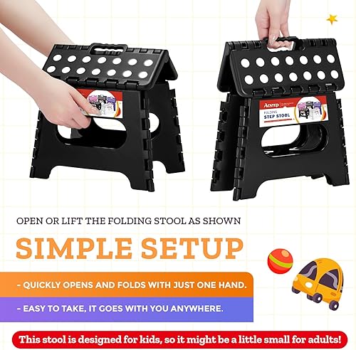 Miniatura 270 de Taburete plegable resistente de alta calidad de 13 pulgadas de altura para adultos, taburete de cocina, jardín, baño, color blanco Blanco,Bicolor