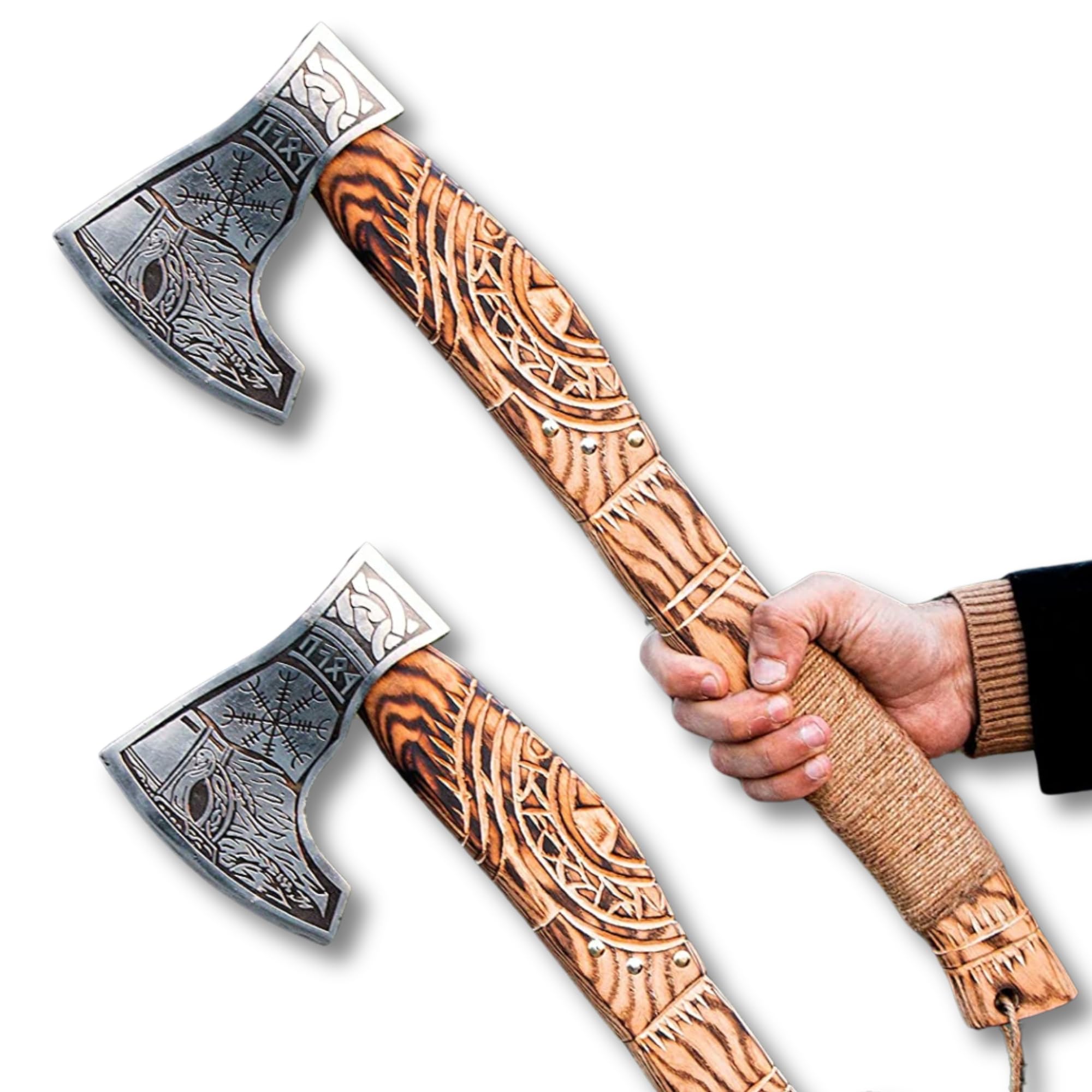 JNR Traders Custom Gift Forged Carbon Steel Viking Axe, Viking Bearded Deocrative Throwing Axe 22 inch 3738