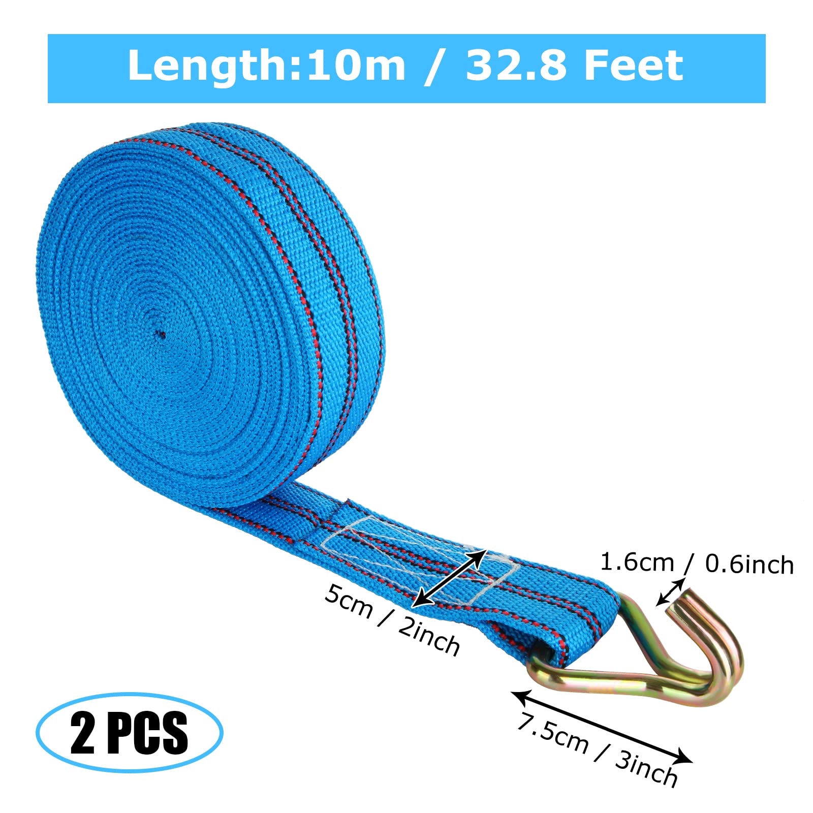 INEEDU 2 Cinghie A Cricchetto 5m X 38mm - Portata 2000kg, Fissaggio Per Moto, Camper, Barche, Colore Verde Militare