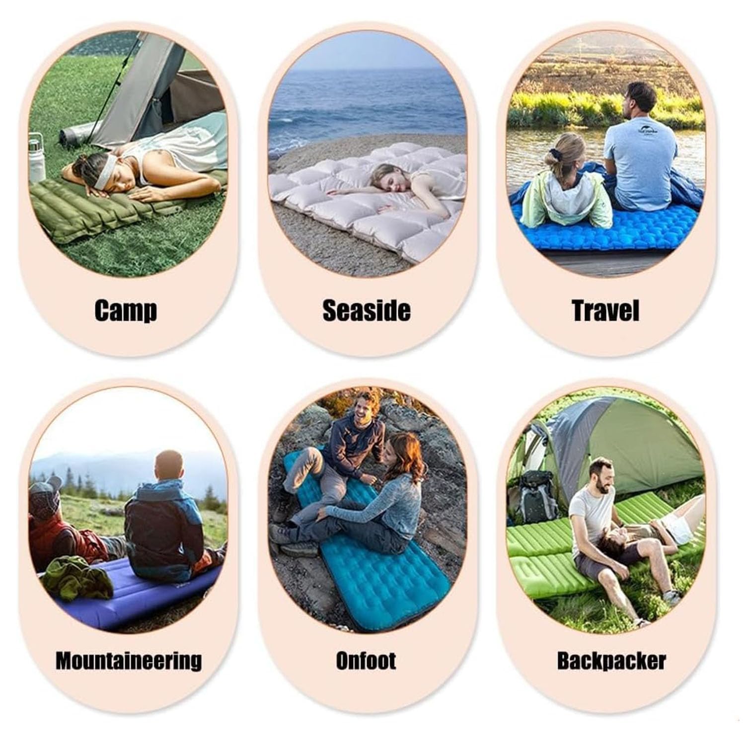 Estera de Camping autoinflable, Estera para Dormir autoinflable con Almohada, Impermeable, Resistente a desgarros, para mochileros, Senderismo, Tienda de campaña, Playa Purple