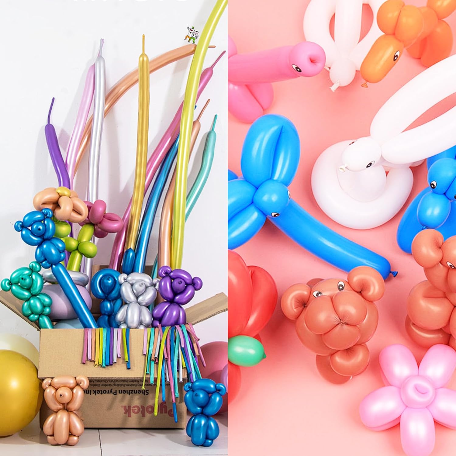 100Pcs 260 Balloons Gold Long Balloons for Balloon Garland Thickening Skinny Latex Twisting Animals Modeling Christmas Birthday Wedding Kids' Party Decorations - Image 6