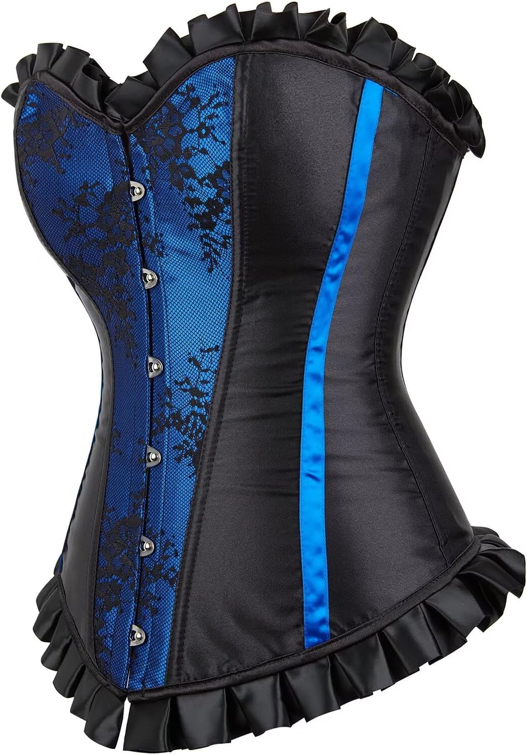 Jutrisujo Corset Dress Skirt Long Asymmetry Women Lace pu Bustier Gothic Lingerie Plus Size
