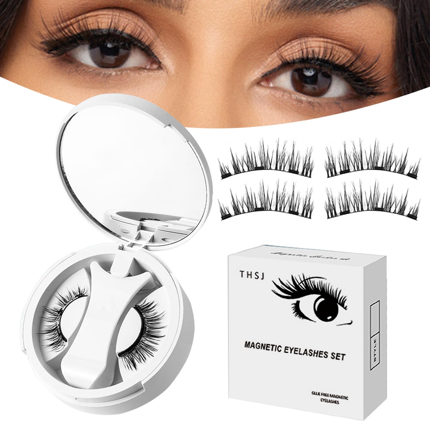 Magnetic Eyelashes without Eyeliner - No Glue 3D False Eyelashes Kit Magnetic Eyelashes Natural Look