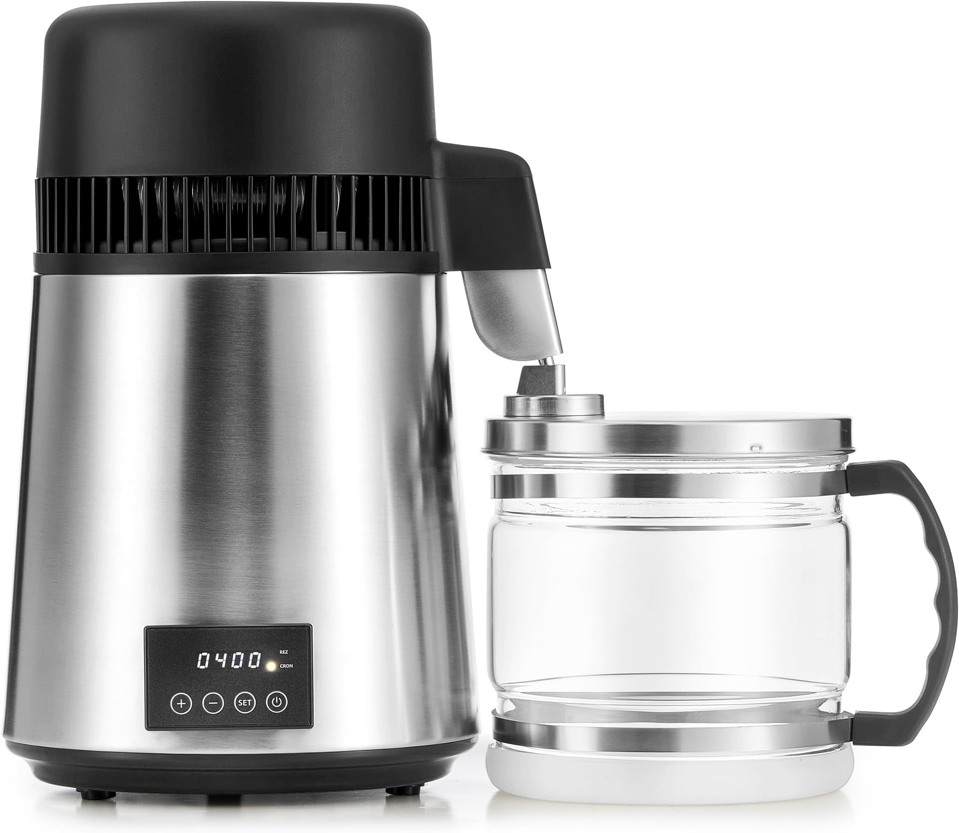 CO-Z 4L Stainless Steel Water Distiller with Reservation & Auto-Off, 750W Distilled Water Maker with 304 SS Inner Tank, Countertop Design for Home & Office