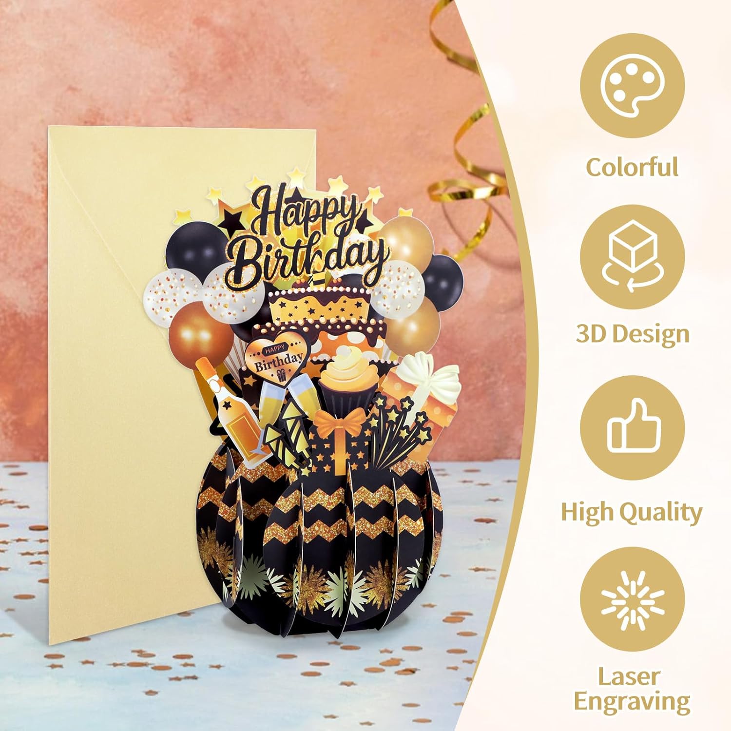 FaCraft Pop Up Birthday Card - 3D Funny Handmade Happy Birthday Pop Up Cards Gift with Envelope, for All Age, Kids Adults, for Her Girls Boys Men Women Son Daughter Mom Dad Boss - Image 4