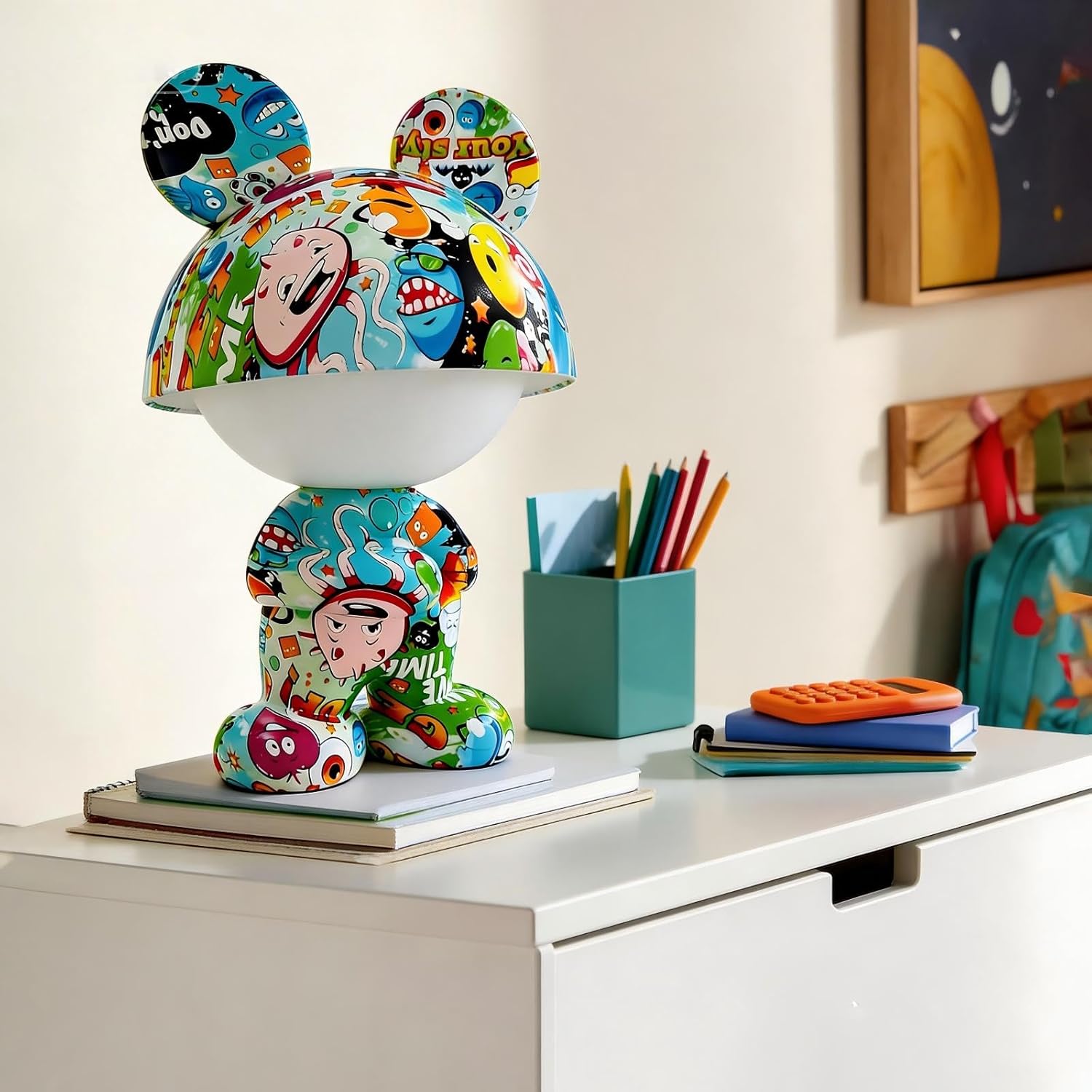 Cute Decorative Night Lights,Doodle Lamps,Rechargeable Table Lamps,Cordless,Warm White Light,Colorful Graffiti Art Decor,Sleep Aid,Easter Gifts for Kids Boys Girls Teens Friends Family Lover
