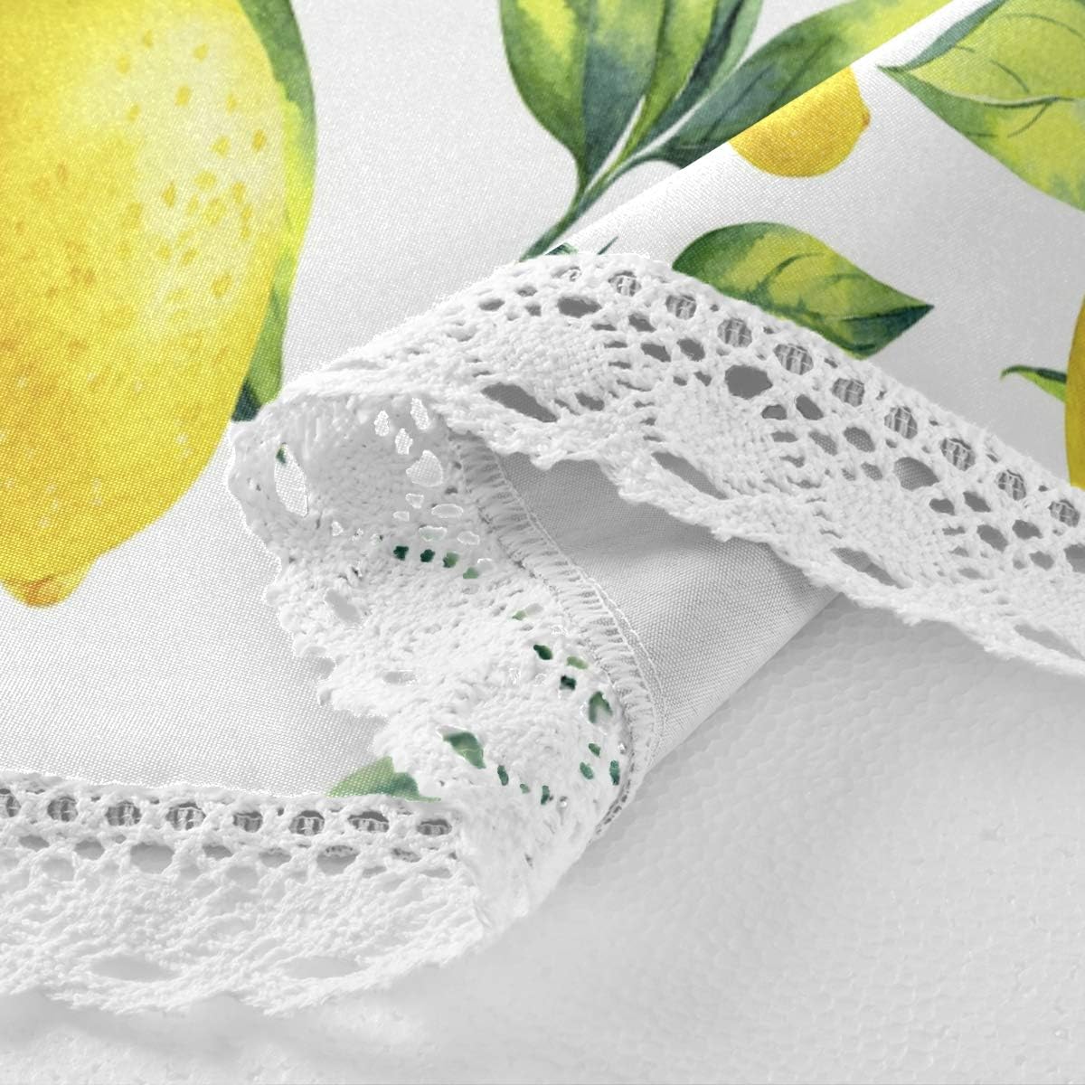 Qilmy Lemon Round Tablecloth Macrame Lace Table Cloth Spillproof Table Cover for Kitchen Dinning Tabletop Decor 60 Inch
