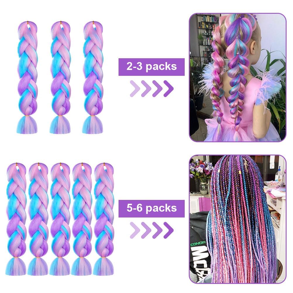 AUYAO Braiding Hair Extensions, 3Pcs Gradient Braid Hair Extension, Jumbo Braids Hair Extension Synthetic Wig - Image 4